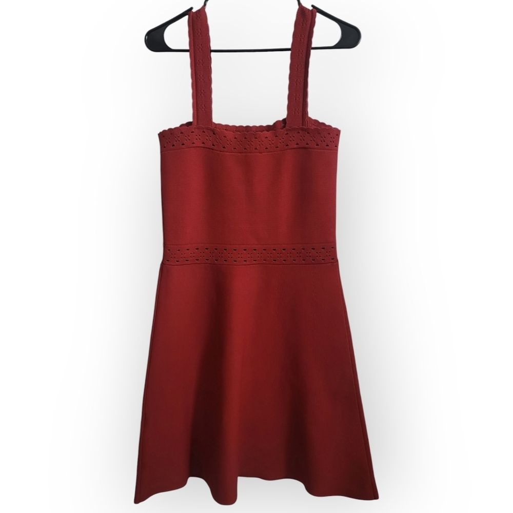 Sandro Alyson Terracotta Stretchy Knit Dress with Straps Size 40 US 8 - Picture 4 of 9